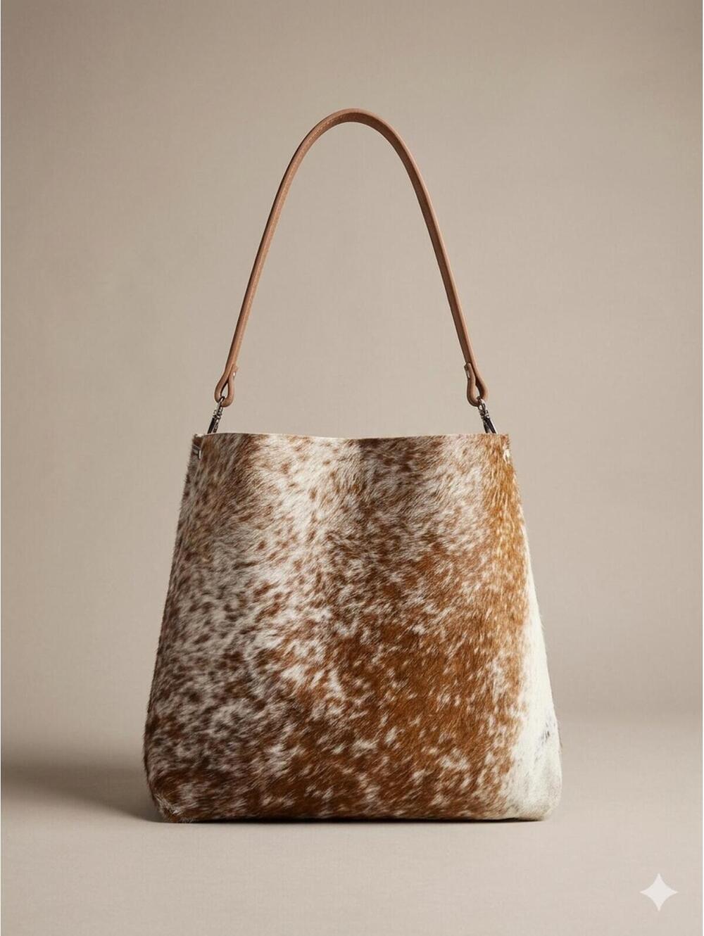 One of a Kind Handmade Cowhide Hair On Bucket Shoulder Bag